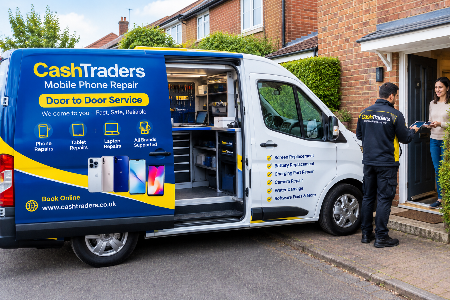 Cash Traders door-to-door mobile phone repair van